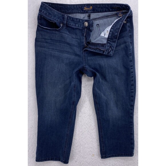 Seven7 Women's Skinny Cropped Jeans Size 14 Dark Wash Denim Stretch Capris - Picture 2 of 12